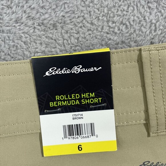 NEW Eddie Bauer Women's 6 Rolled Hem Bermuda Shorts Nylon/Spandex Adjustable - Picture 6 of 8
